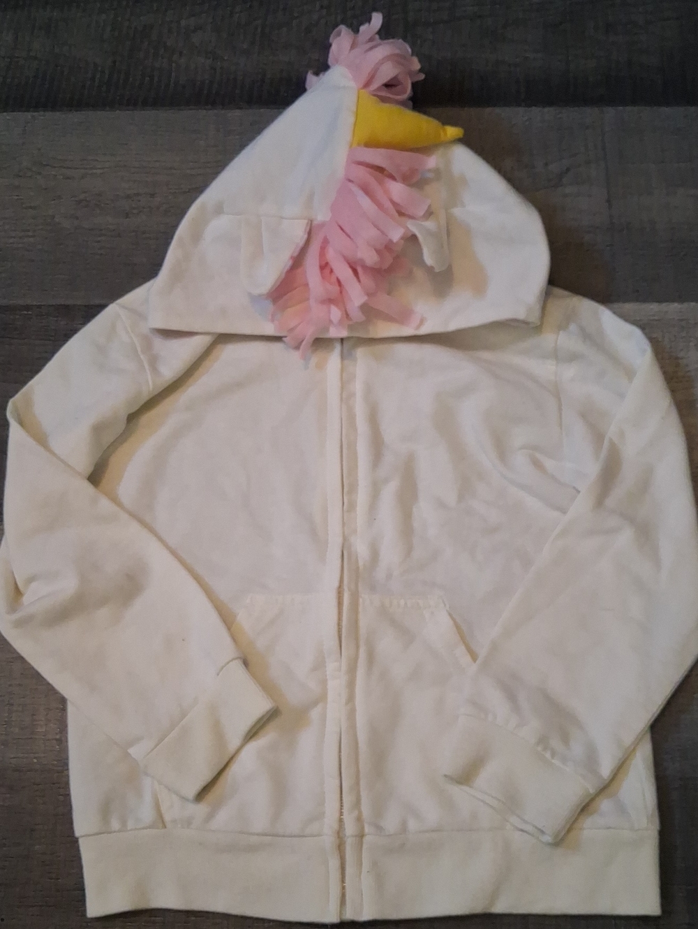 Source Unknown White Kids Unicorn Hoodie with Pink Mane and Yellow Horn